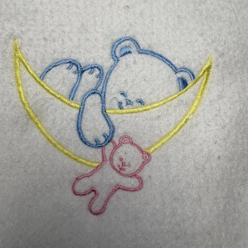 Vintage White Polyester Baby Blanket Teddy Moon 40x40